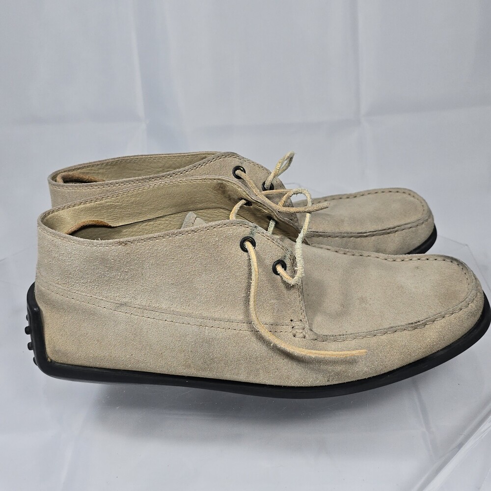 TOD'S Grayish Light TAN SUEDE DESERT Ankle BOOTS/CHUKKA UK 9.5/US 10.5 Moc Toe